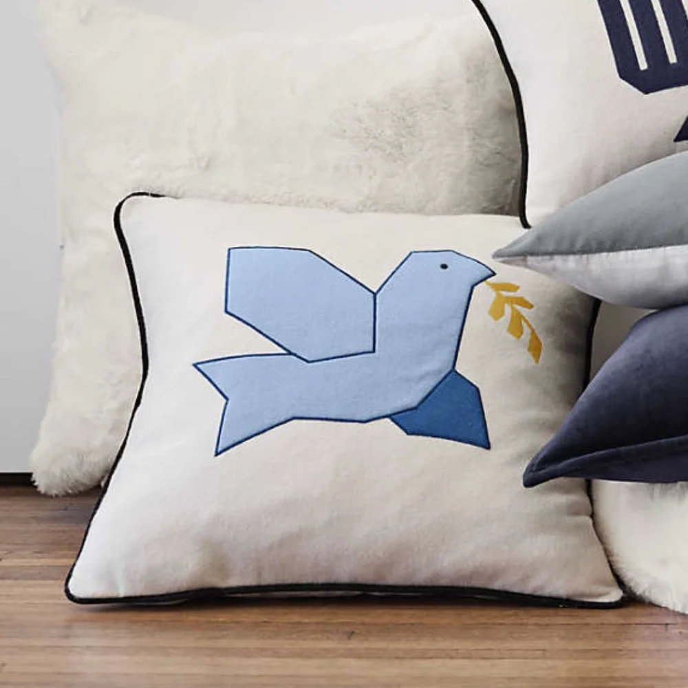 New Crate & Barrel Holiday 2024 Joan Anderson Blue bird pillow cover